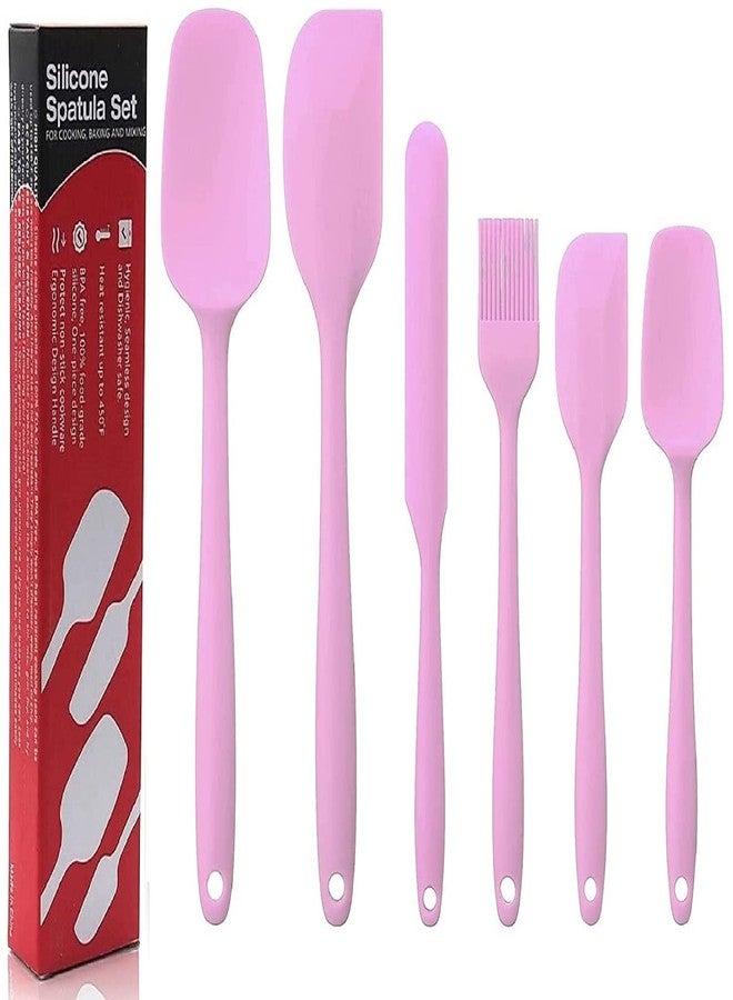 MOBDESK Non-Stick Premium Silicone Spatula & Measuring Spoons for Cooking, Baking & Mixing| Heat-Resistant up | Non Stick Dishwasher Safe |Food-Grade & BPA-Free | FDA Approved (Pink) (Pack of 6) - Image 1